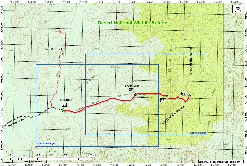 Black Gate Canyon Route Map