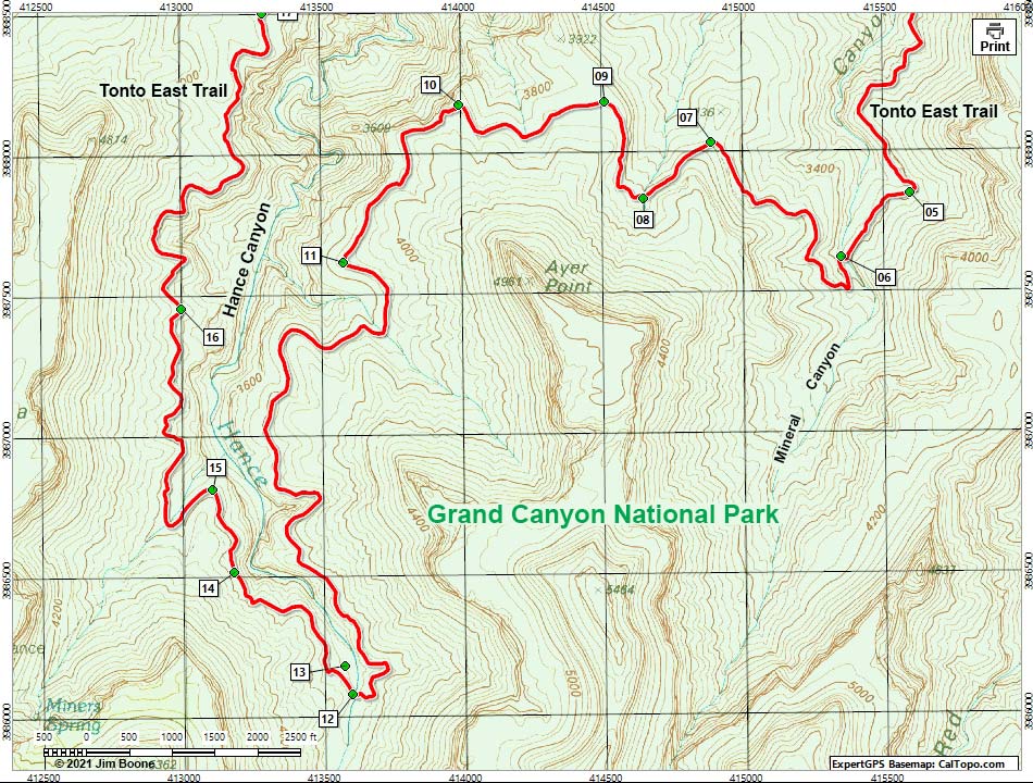 Tonto East Trail map