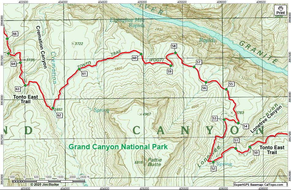 Tonto East Trail map