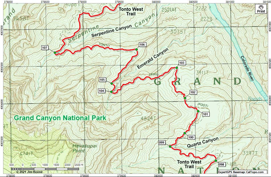 Tonto West Trail Map