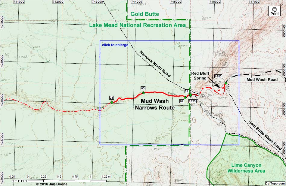 Mud Wash Narrows Map