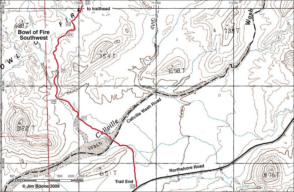 Bowl of Fire, North Hiking Map -- Overview