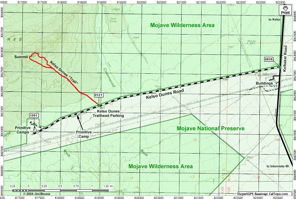 Kelso Dunes Road Map