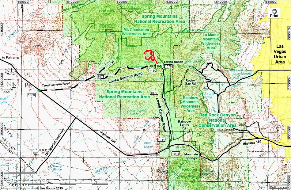 Lovell Canyon Road Map