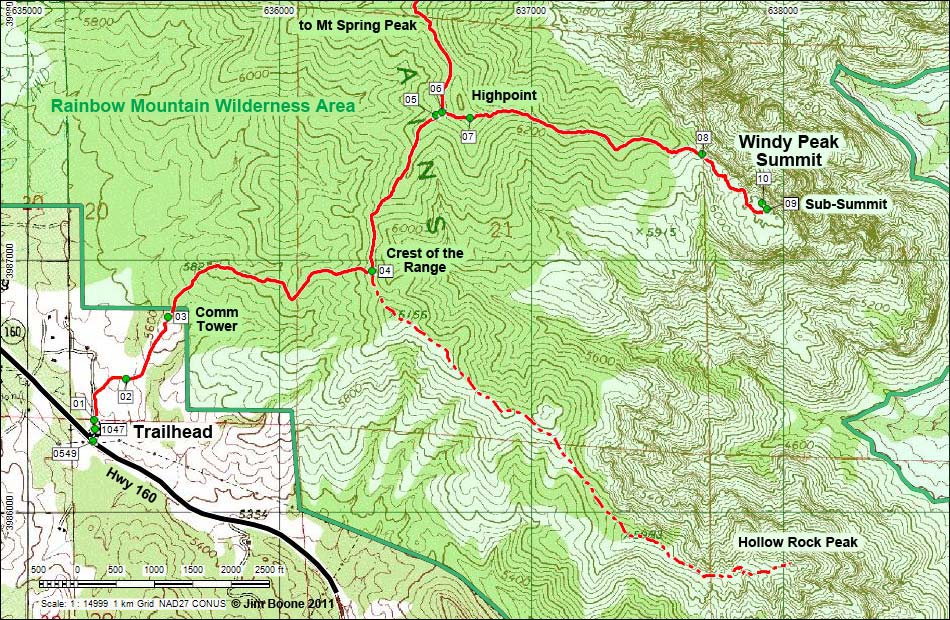 Windy Peak Route Map