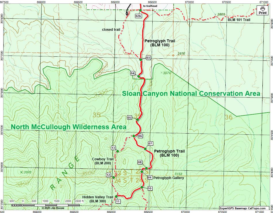 Sloan Canyon Petroglyph Gallery Map