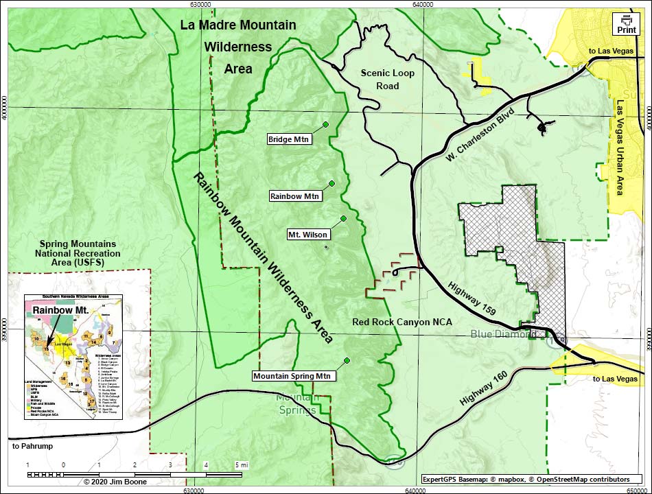 Rainbow Mountain Wilderness Area Map